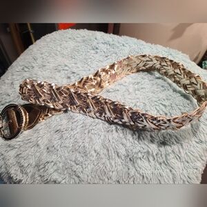 WHITE HOUSE BLACK MARKET Silver and Gold Reversible Braided Women's Belt